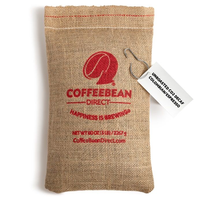 Coffee Bean Direct Unroasted CO2 Decaf Colombian/Espresso 5-lb burlap bag