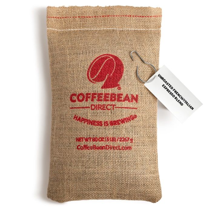 Coffee Bean Direct Unroasted French/Italian Espresso Blend 5-lb burlap bag